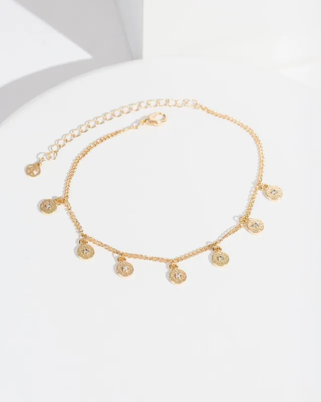 Gold Crystal Circle Chain Anklet sold by Collete Hayman