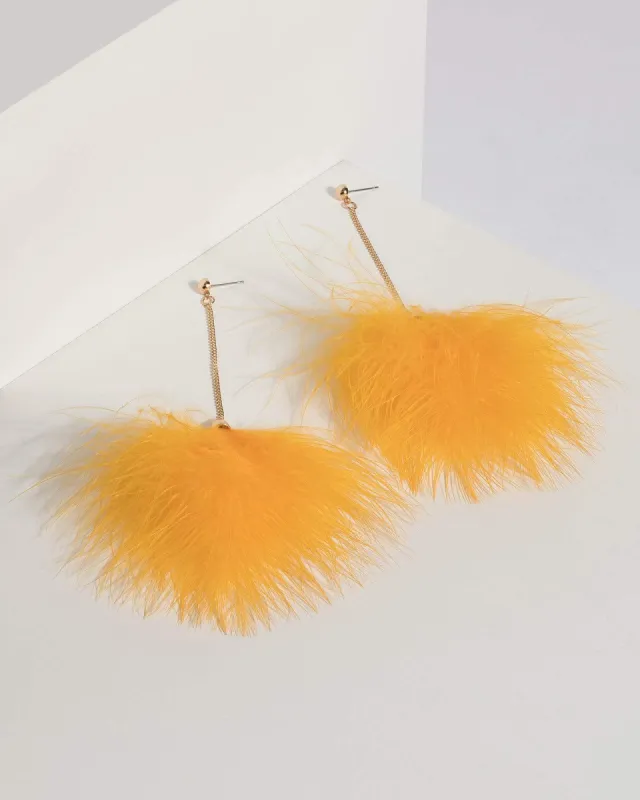 Yellow Feather Chain Drop Earrings sold by Collete Hayman