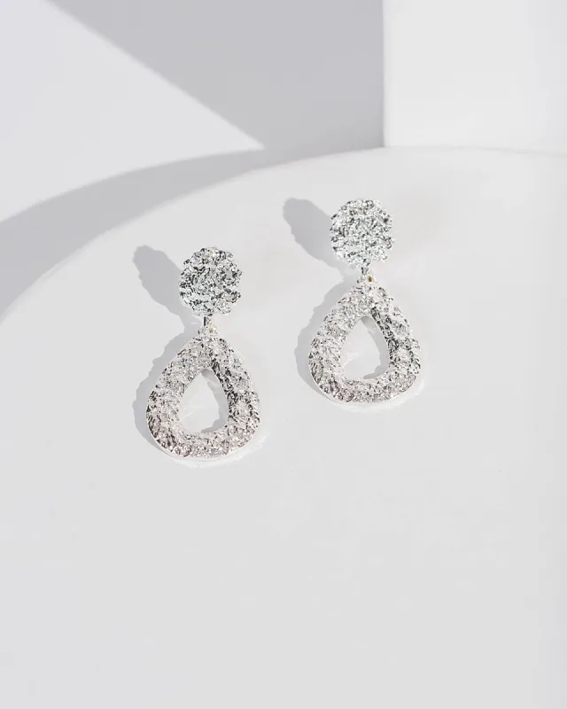 Silver Textured Teardrop Detail Earrings sold by Collete Hayman