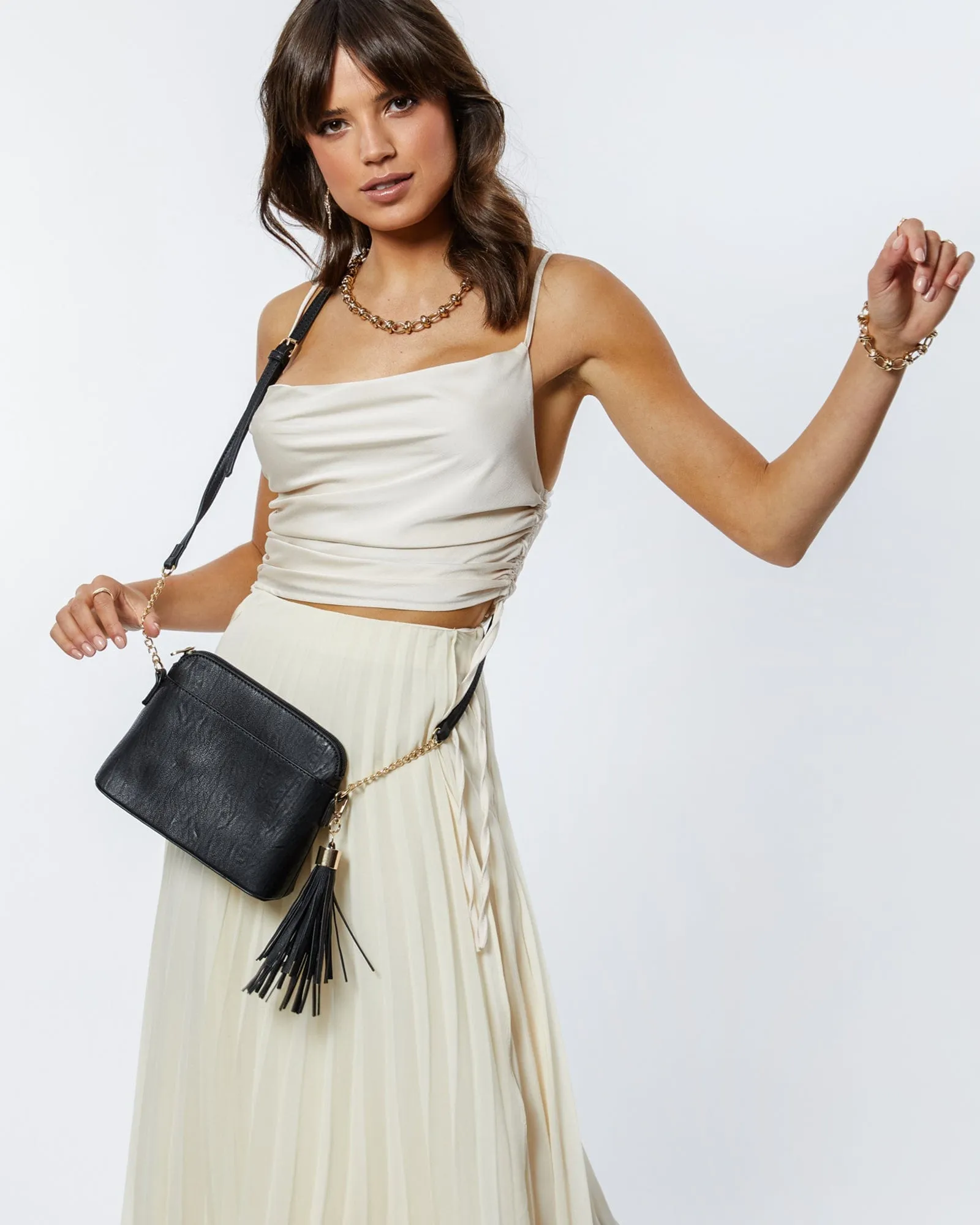 Black Karen Tassel Crossbody Bag sold by Collete Hayman product image thumbnail 5