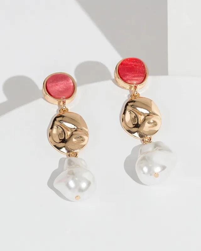 Pink Metal And Pearl Earrings sold by Collete Hayman