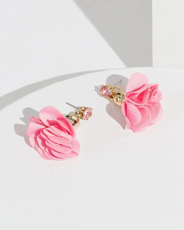 Pink Fabric Flower Earrings sold by Collete Hayman