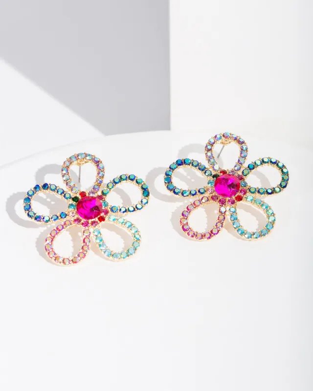 Multi Colour Flower Stud Earrings sold by Collete Hayman