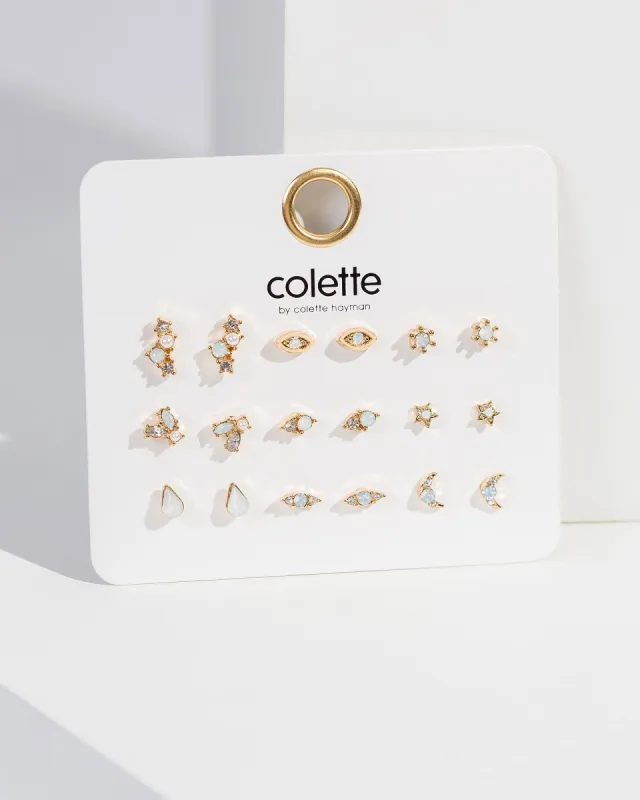 Crystal 9 Pack Small Stud Detail Earrings sold by Collete Hayman