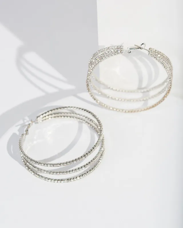 Crystal Large Triple Hoop Chain Earrings sold by Collete Hayman
