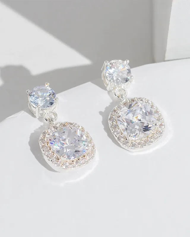 Crystal Double Drop Pave Square Earrings sold by Collete Hayman