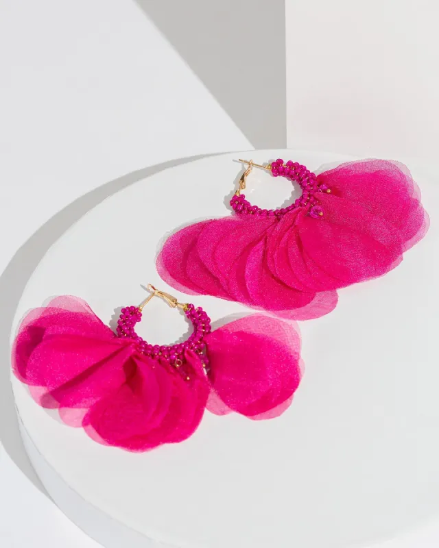 Pink Floral Hoop Earrings sold by Collete Hayman
