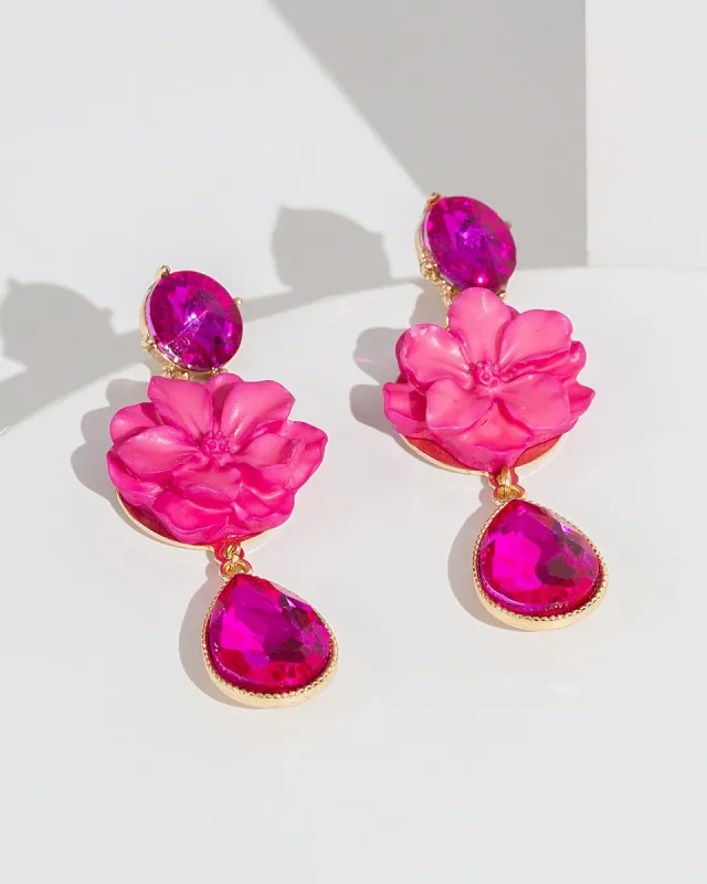 Pink Flower Crystal Earrings sold by Collete Hayman