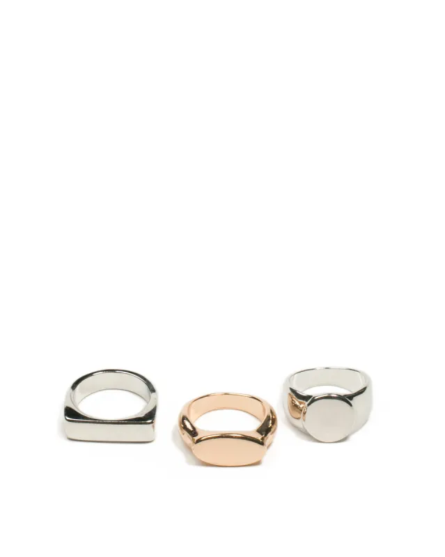 Mixed Tone Plain Metal Signet Ring Pack - Medium sold by Collete Hayman