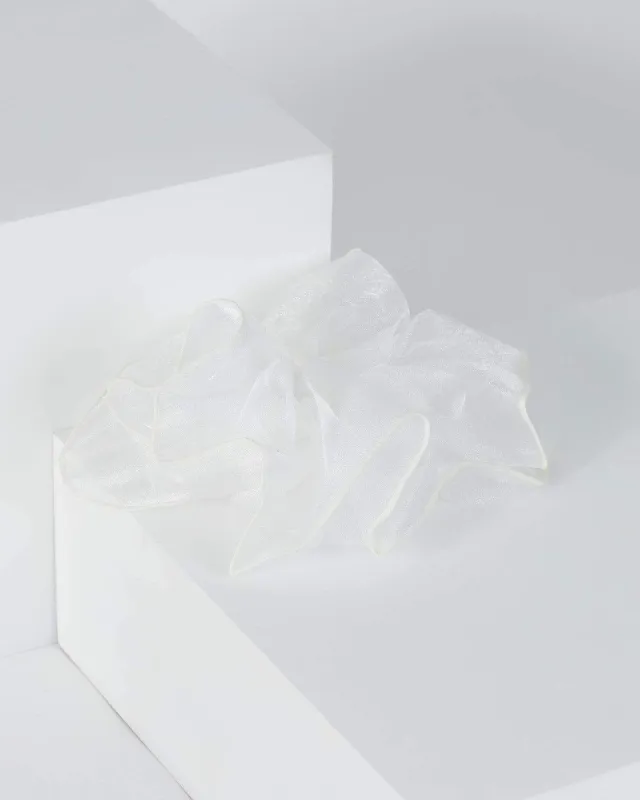 White Lined Organza Scrunchie sold by Collete Hayman