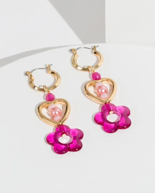 Pink Flower Drop Earrings sold by Collete Hayman