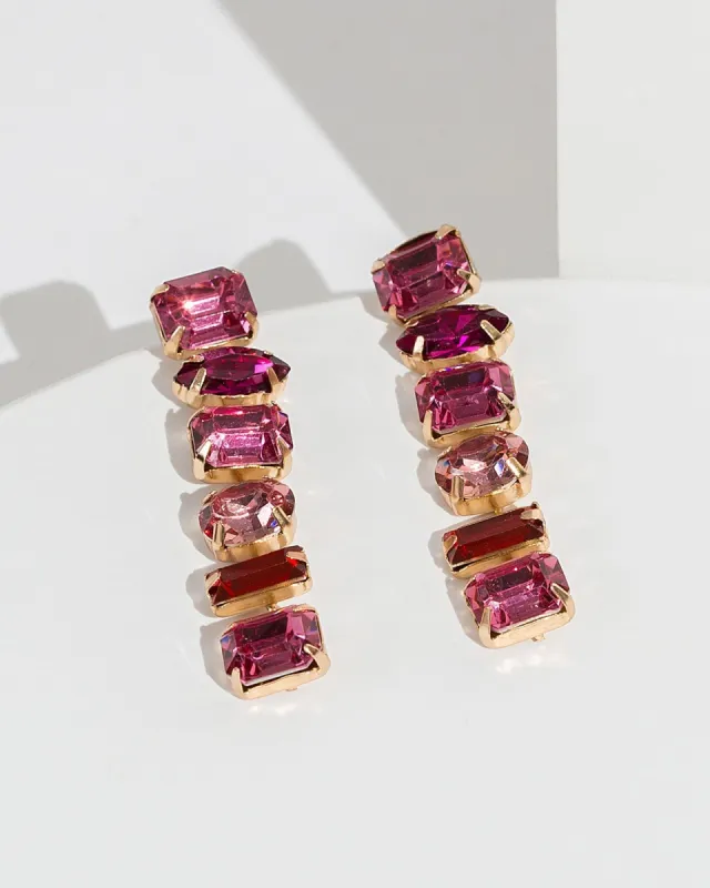 Pink Crystal Drop Earrings sold by Collete Hayman