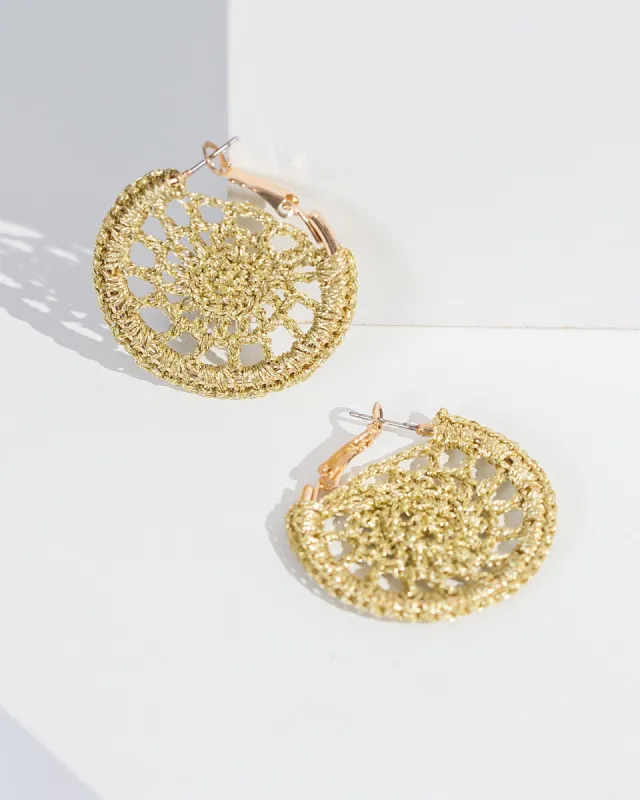 Gold Crochet Hoop Statement Earrings sold by Collete Hayman
