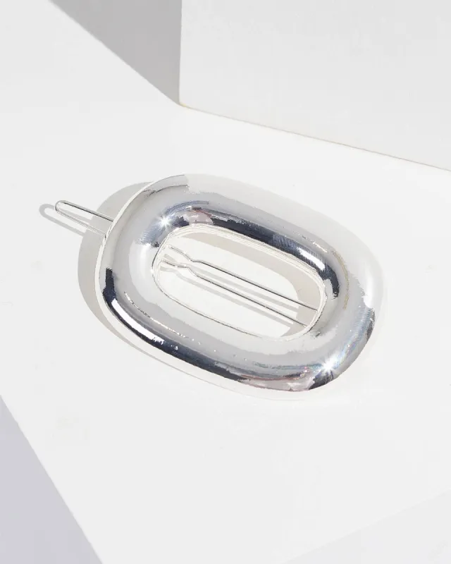 Silver Open Circle Metal Barrette Clip sold by Collete Hayman