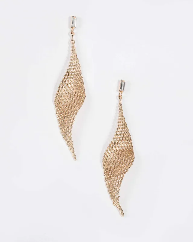 Gold Tone Drop Diamond Sheet Stud Earrings sold by Collete Hayman