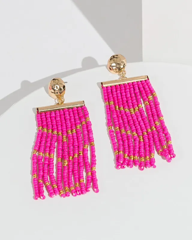 Pink Beaded Tassel Earrings sold by Collete Hayman