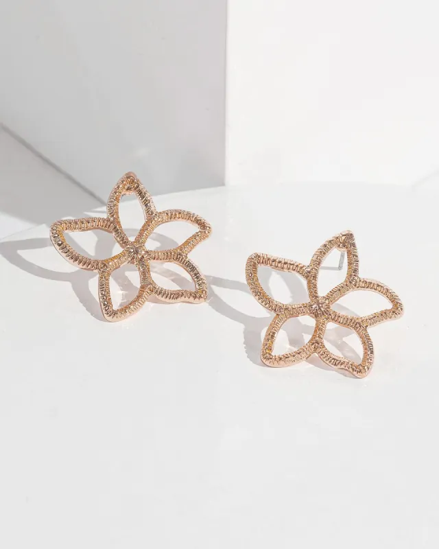 Rose Gold Flower Outline Stud Earrings sold by Collete Hayman
