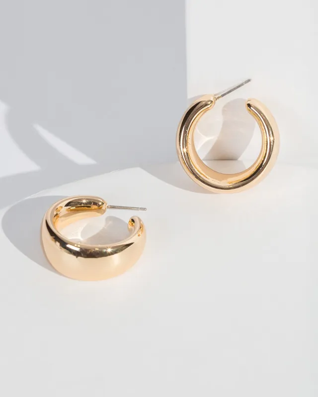 Gold Puffy Effect Hoop Earrings sold by Collete Hayman