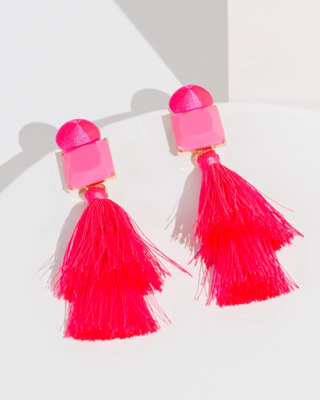 Pink Double Tassel Earrings sold by Collete Hayman
