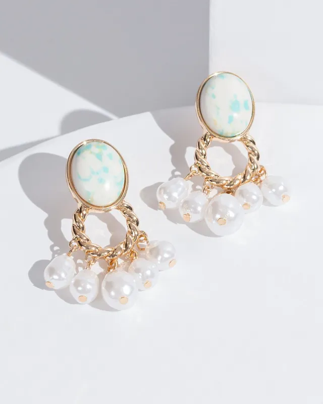 Green Pearl Rope  Statement Drop Earrings sold by Collete Hayman