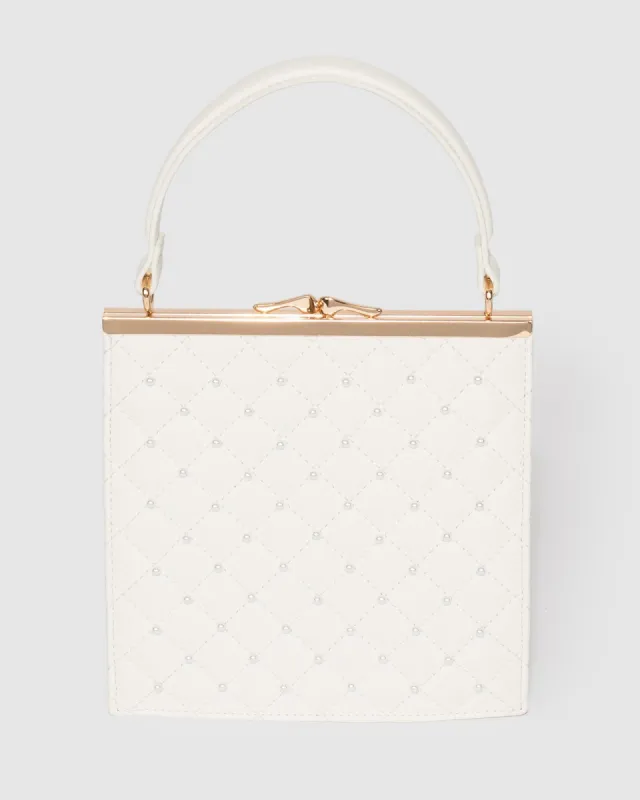 White Leanne Pearl Mini Bag sold by Collete Hayman