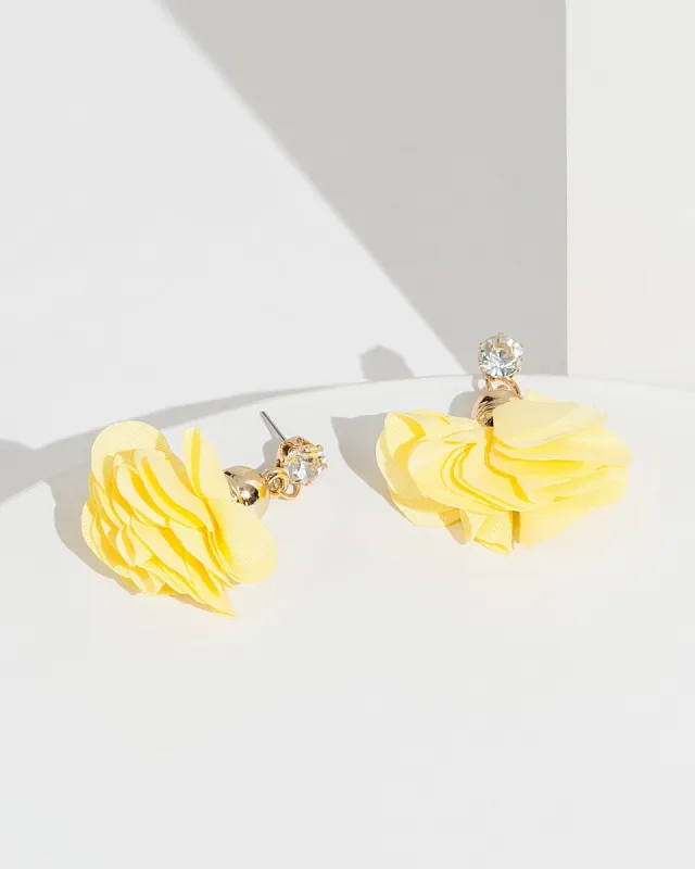 Yellow Fabric Flower Earrings sold by Collete Hayman
