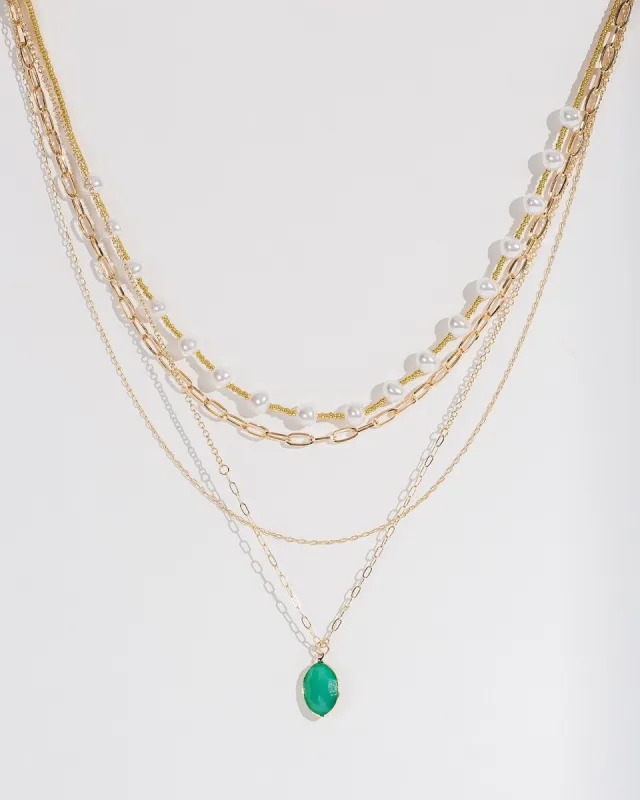 Green Fine Beaded Chain Pendant Necklace sold by Collete Hayman