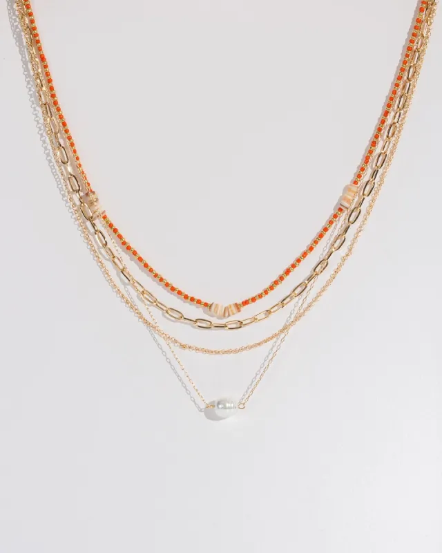 Orange Beaded Multi Chain Necklace Pack sold by Collete Hayman
