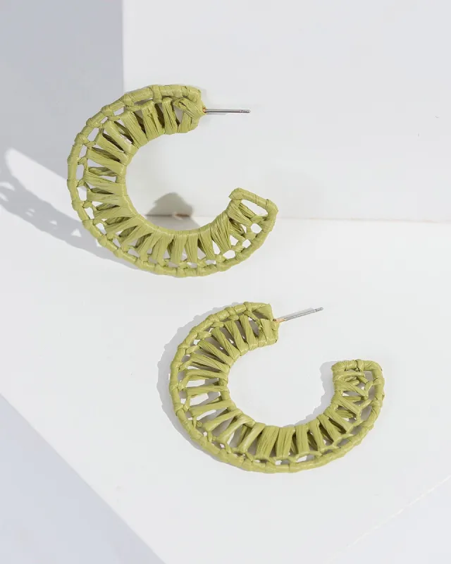 Green Crochet Statement Hoop Earrings sold by Collete Hayman