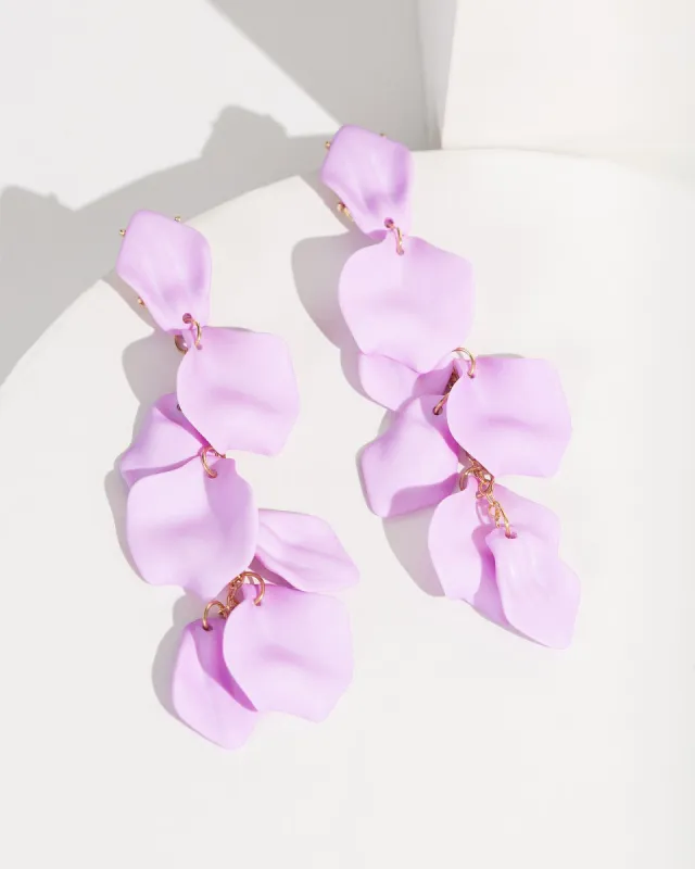 Purple Flower Petals Drop Earrings sold by Collete Hayman