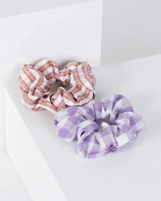 Multi Colour 2 Pack Checkered Scrunchies sold by Collete Hayman