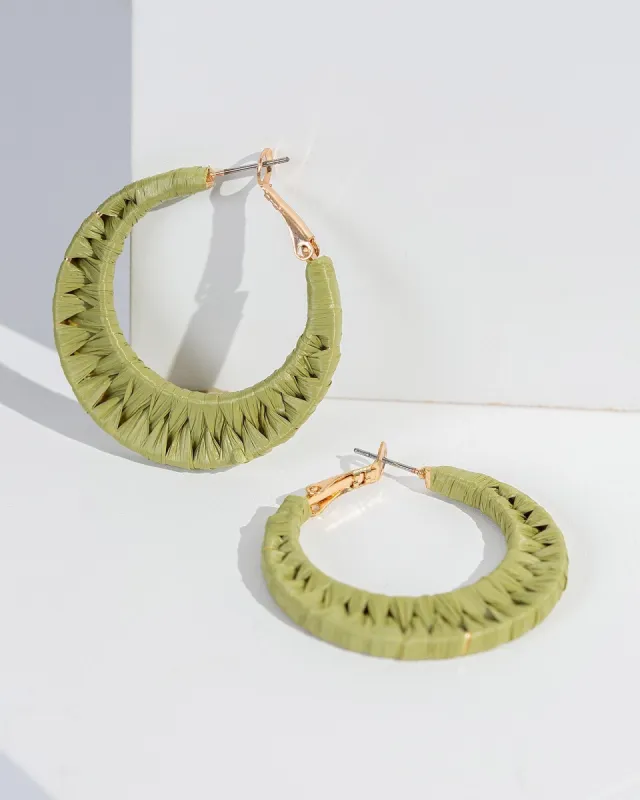 Green Woven Statement Hoop Earrings sold by Collete Hayman