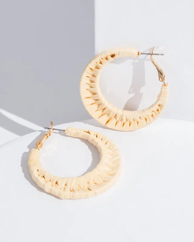 Ivory Woven Statement Hoop Earrings sold by Collete Hayman