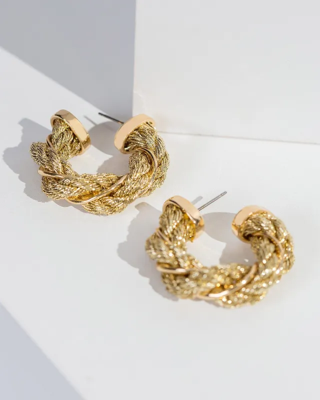 Gold Rope Twisted Hoop Earrings sold by Collete Hayman