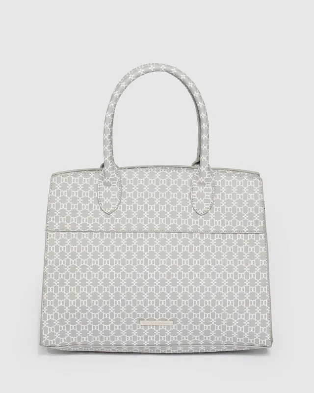 Tess Grey Monogram Large Tote Bag sold by Collete Hayman