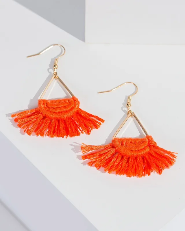 Orange Crochet Drop Earrings sold by Collete Hayman