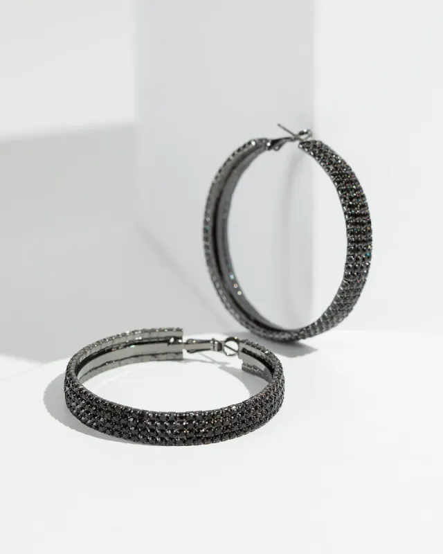 Black Crystal Around Hoop Earrings sold by Collete Hayman