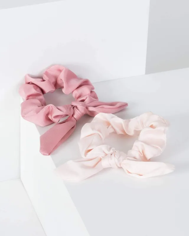 Pink 2 Pack Small Satin Bow Hair Tie sold by Collete Hayman