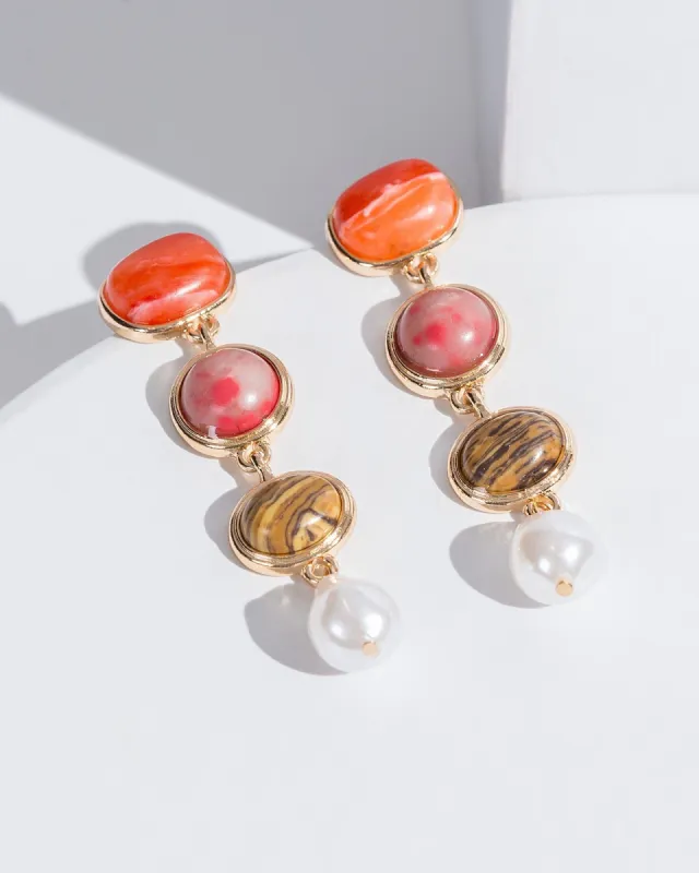 Brown Multi Crystal Drop Statement Earrings sold by Collete Hayman