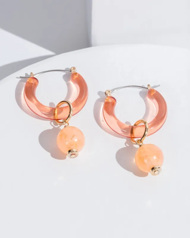 Orange Translucent Bead Hoop Earrings sold by Collete Hayman