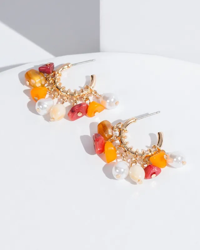 Brown Mixed Beaded Hoop Earrings sold by Collete Hayman