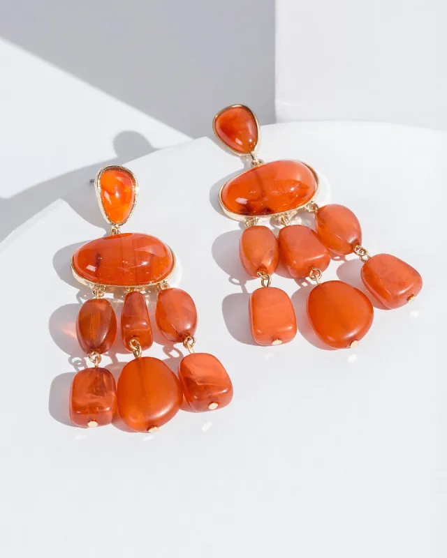 Brown Beaded Abstract Statement Drop Earrings sold by Collete Hayman