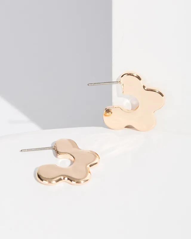 Gold Small Flower Around Hoop Earrings sold by Collete Hayman