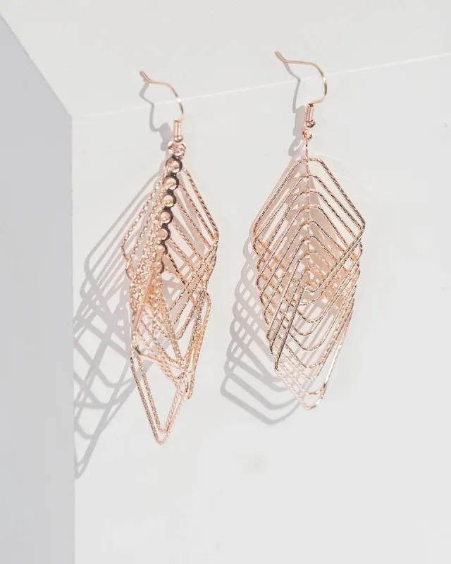 Rose Gold Multi Diamond Hook Drop Earrings sold by Collete Hayman