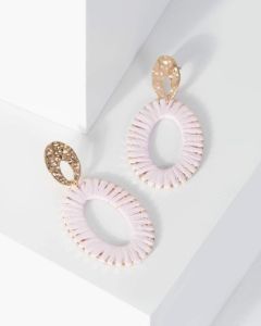 Gold Raffia Wrapped Metal Earrings sold by Collete Hayman