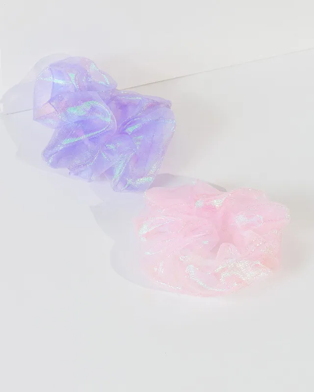 Multi Colour 2 Pack Iridescent Scrunchies sold by Collete Hayman