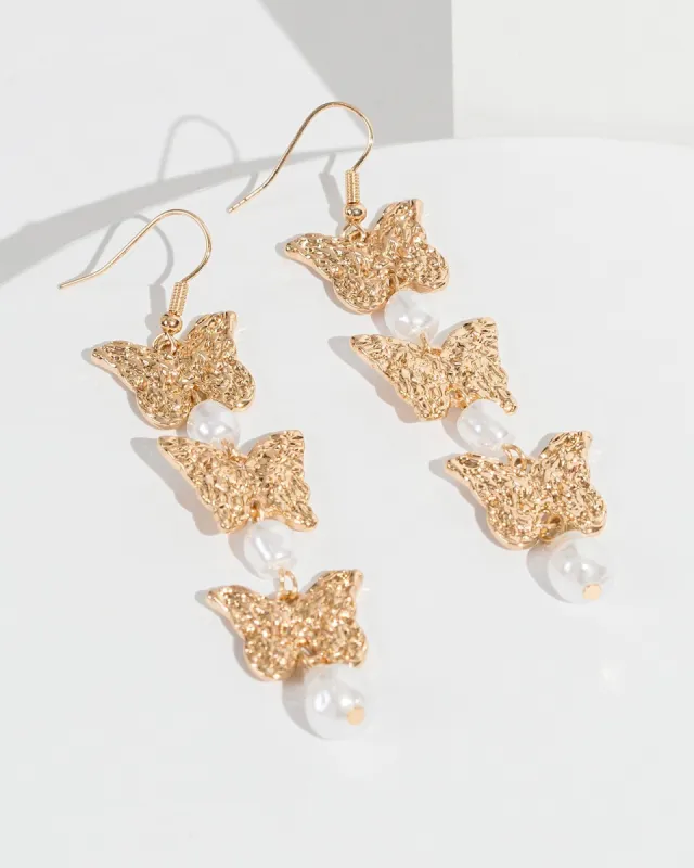 White Butterfly Pearl Earrings sold by Collete Hayman