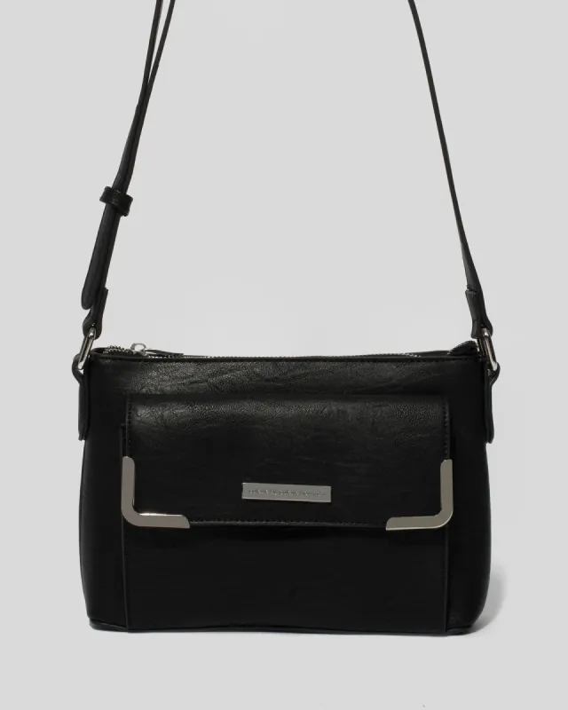 Black Karissa Front Pocket Crossbody Bag sold by Collete Hayman