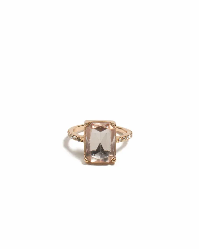 Pink Gold Tone Rectangle Stone Pave Band Ring - Large sold by Collete Hayman