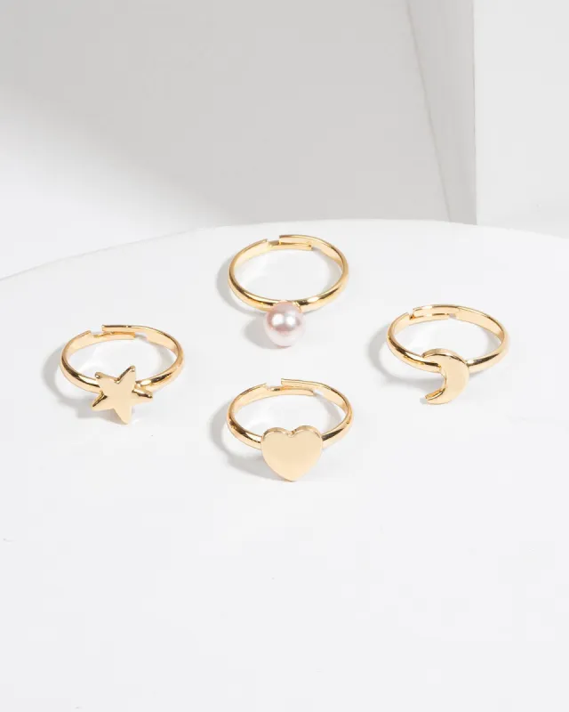 Gold Multi Pack Star & Moon Rings sold by Collete Hayman